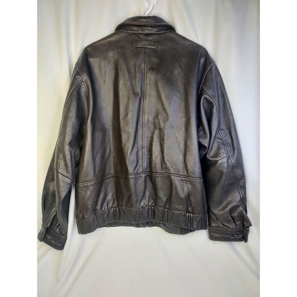 Eddie Bauer Men's Leather Jacket L Brown Genuine Leather Distressed - Picture 2 of 16